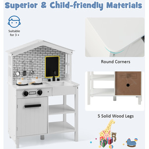 Kids Play Kitchen Toy Set - White by Costway