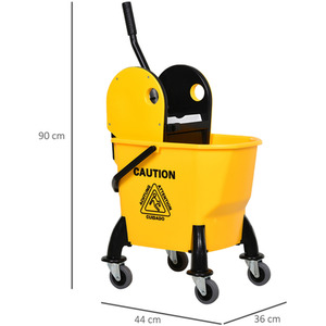 HOMCOM 26L Mop Bucket with 4 Wheels - Yellow and black by HOMCOM