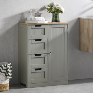 Priano 4 Drawer 1 Door Freestanding Unit - Grey by Vida Designs