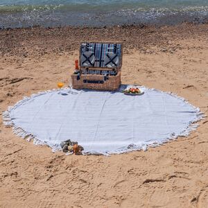 Nicola Spring Round Turkish Cotton Beach Towels - Grey - Pack of 4 - Grey by Nicola Spring