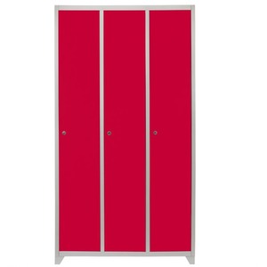 Metal Storage Lockers - Three Doors Wide, Red - Red by Monstershop