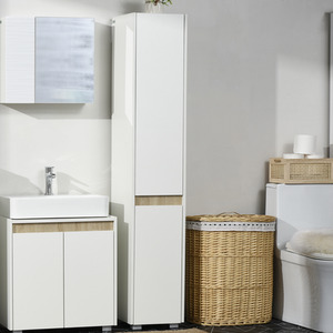 kleankin Tall Bathroom Cabinet with Adjustable Shelves - White by kleankin