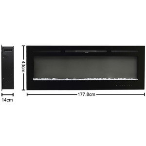 Wall-Mounted Recessed Electric Fireplace with 12 Adjustable Flames - Black / 117.8cm by Livingandhome