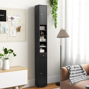 Bathroom Tall Cabinet Storage Organizer Cupboard - Black by Costway