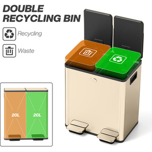 HOMCOM 20L Dual Kitchen Bin with Removable Inner Buckets by HOMCOM