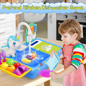 Kitchen Play Sink with Running Water - Blue