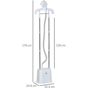 HOMCOM Upright Garment Clothes Steamer with 6 Steam Setting and 1.7L Water Tank - White by HOMCOM
