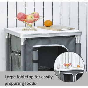Outsunny Travel Camping Outdoor Kitchen Cupboard - Grey / 60cm by Outsunny
