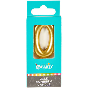 My Party Gold Number Candle - Gold / 0 by My Party