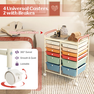 12 Drawer Rolling Storage Cart - Beige by Costway