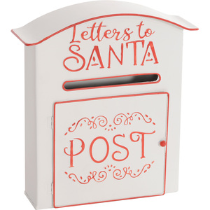 HOMCOM Christmas Post Box Wall Mounted Letters to Santa Mailbox - White by HOMCOM