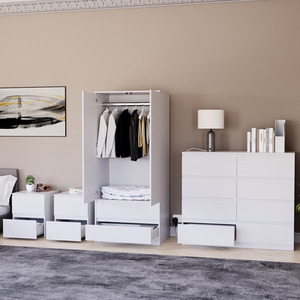 Denver Bedroom Set (2 Drawer Bedside(x2), 8 Drawer Chest, 2 Door Wardrobe) by Vida Designs