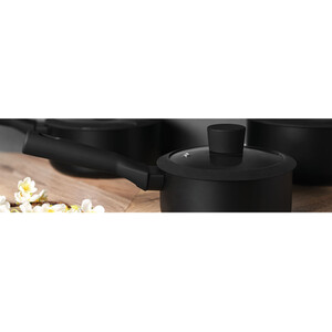 Ayano Soft Touch Non Stick Saucepan Set - Black / 11.5cm by Kitchenmaster