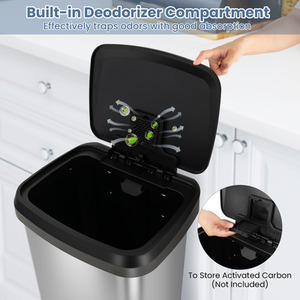 68L Step Trash Can Garbage Bin - Silver by Costway