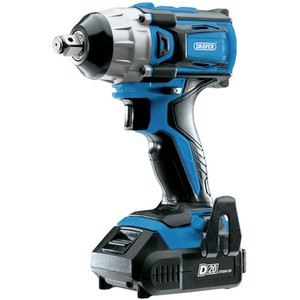 Draper D20 20V Brushless 1.2in Mid Torque Impact Wrench Kit - Blue by Draper