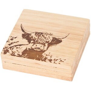 Pack of 4 The Highland Cow Coasters - Natural by Impress
