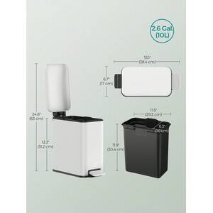 SONGMICS Slim Pedal Bathroom Bin with Soft Close - White by SONGMICS