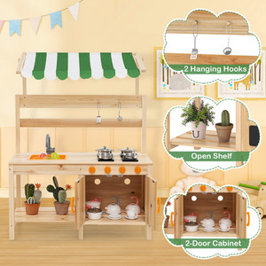 Kids Mud Kitchen with Canopy - Natural by GAINOOM