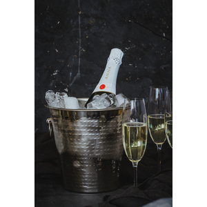BarCraft Hammered-Steel Sparkling Wine Champagne Bucket with Ring Handles - Silver by BARCRAFT