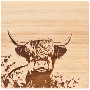 Pack of 4 The Highland Cow Coasters - Natural by Impress