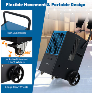 Industrial Dehumidifier with 4 Wheels - Black by Costway