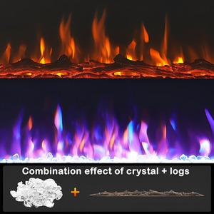 Wall-Mounted and Recessed Electric Fireplace with Stand - Black / 127cm by Livingandhome