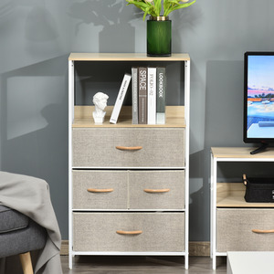 HOMCOM 4 Drawer Storage Chest Unit Home with Shelves Home Living Room Bedroom - White by HOMCOM