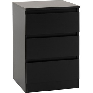 Malvern 3 Door Wardrobe Bedroom Set - Black by Seconique