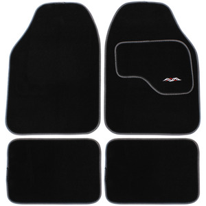 Silver Universal PVC Backed Carpet Car Mat Style Set - Black by JVL