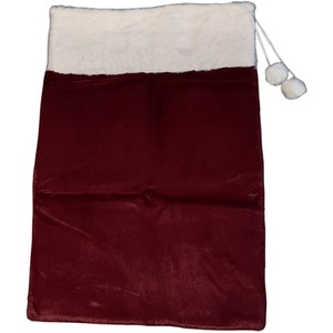 Christmas Present Sack with Faux Fur Trim and Pom Poms - Red by Samuel Alexander