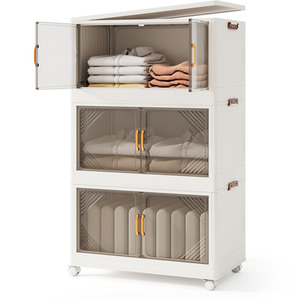 213L Folding Storage Bins with Lid - White by Costway