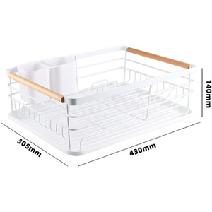 Iron Dish Drainer Drip Tray - White by Livingandhome