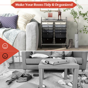 12 Drawer Rolling Storage Cart - Grey by Costway