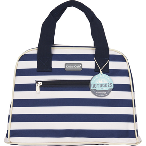 KitchenCraft Lulworth 11.5 Litre Blue Stripe Holdall Style Cool Bag - Blue by KitchenCraft