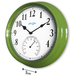Pololio Wall Clock with Thermometer - Green by Audlee