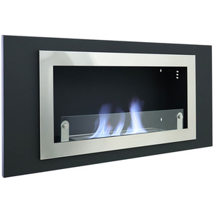 Stainless Steel Recessed Ethanol Fireplace - Black by Livingandhome