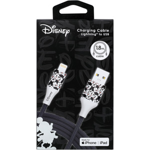 Mickey Mouse Lightning Charging Cable - Black by Disney
