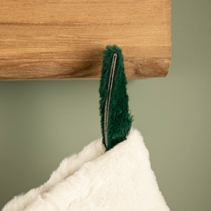 Christmas Stocking with White Cuff and Pom Poms - Green by Samuel Alexander