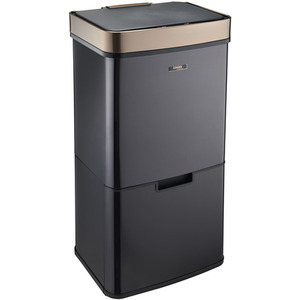 75L Recycling Sensor Bin with 3 Compartments and Food Caddy - Black / Matt by Cooks Professional