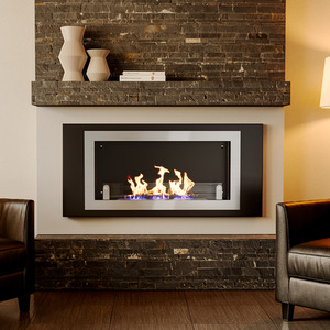 Stainless Steel Recessed Ethanol Fireplace - Black by Livingandhome