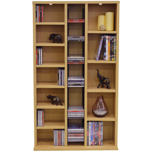 ST LAURENCE - 355 CD 130 DVD Blu-ray Media Storage Shelves - Beech - Beech by Watsons