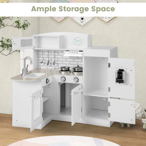 Kids Corner Kitchen Playset Chef Play Kitchen - White by Costway