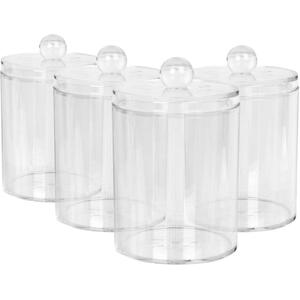 Reusable Plastic Bathroom Canisters with Clear Lid - Pack of 4 - Clear by Harbour Housewares