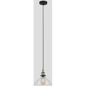 Industrial Black And Gold Clear Glass Pendant Ceiling Light - Black by ValueLights