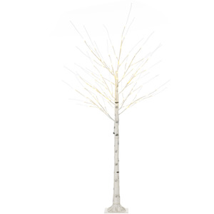 HOMCOM Artificial Birch Tree with LED Lights for Indoor Covered Outdoor - White / 6ft by HOMCOM