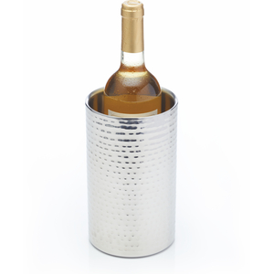 BarCraft Double Walled Hammered Stainless Steel Wine Cooler, Gift Tagged - Stainless Steel by BarCraft