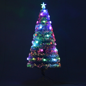 HOMCOM Artificial Fibre Optic Christmas Tree with 21 LEDs - White / 6ft by HOMCOM