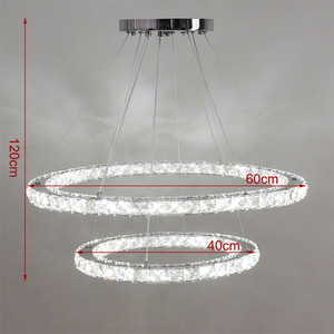 2-Tier Adjustable Crystal LED Pendant Light - Sliver / 40 - 60 cm by Livingandhome