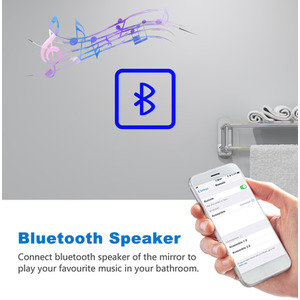 Backlit Bathroom Mirror with Lights Socket Bluetooth Dimmable - White / 70x50cm by AicaBathroom