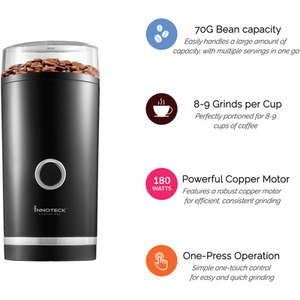 Innoteck Electric Coffee and Spice Grinder - Black by Innoteck